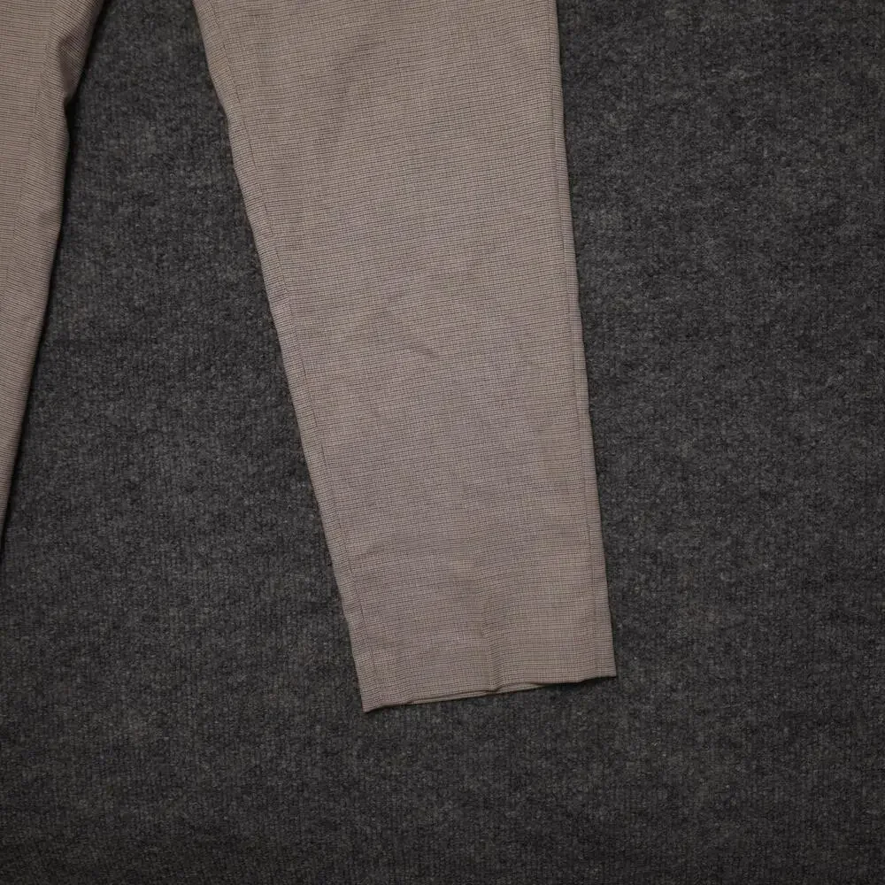 Uniqlo Dress Pants Mens 31x29 Beige Check Slim Fit Stretch Elastic Waist Office